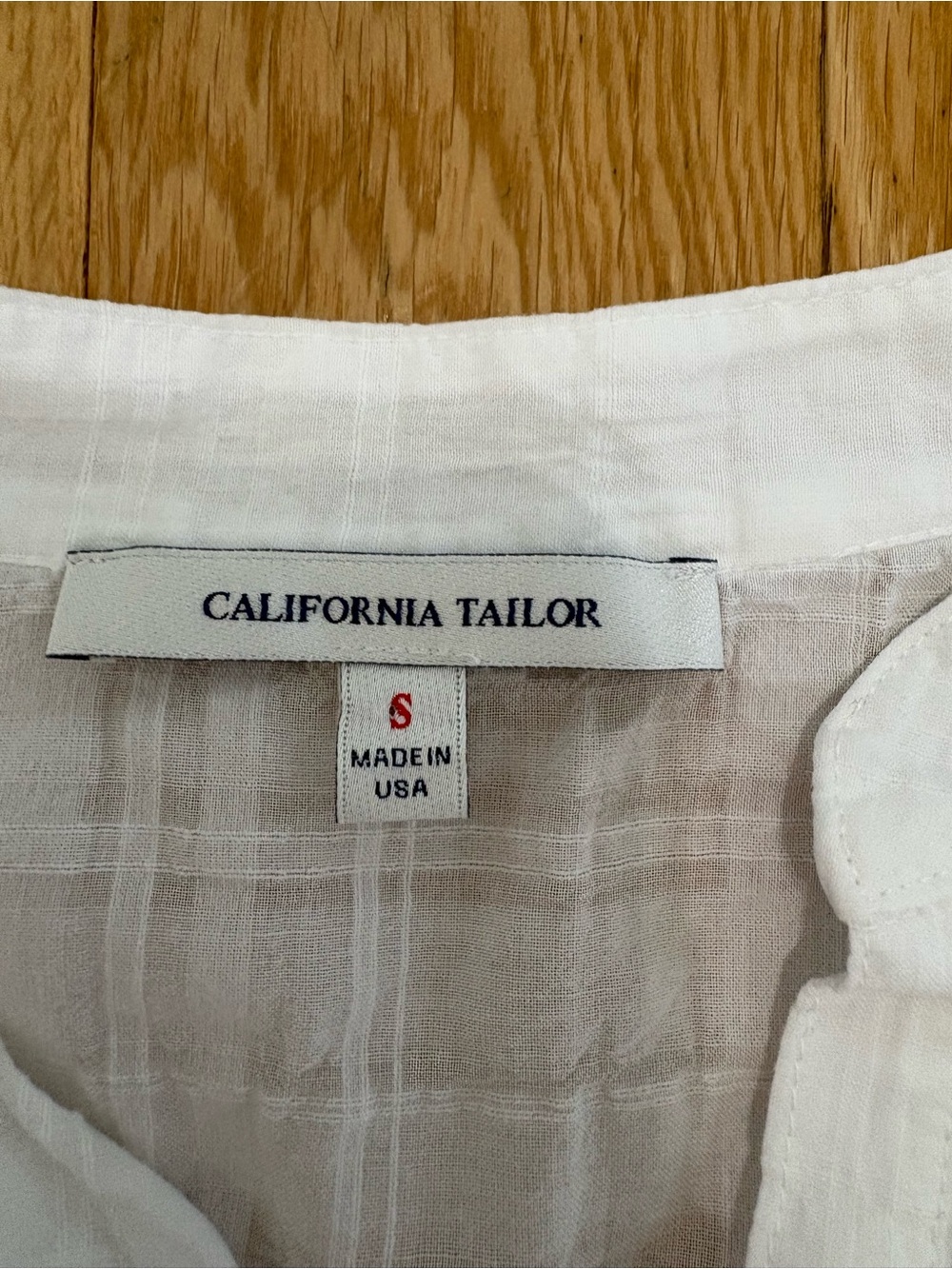 California Tailor White Cotton Gauze Henley Top S Made in USA Crinkle Blouse - Picture 4 of 8